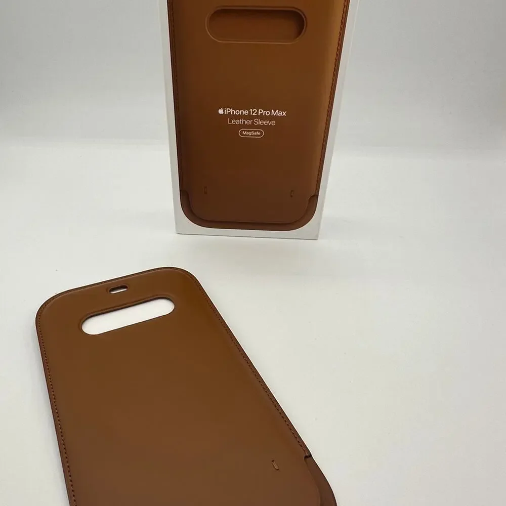 Apple Leather Sleeve Case with MagSafe Saddle Brown for the iPhone 12 Pro Max
